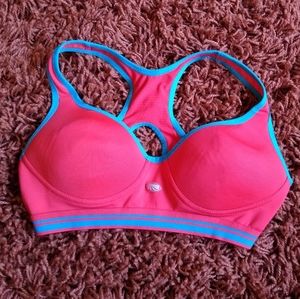 Marika small red blue padded sports bra